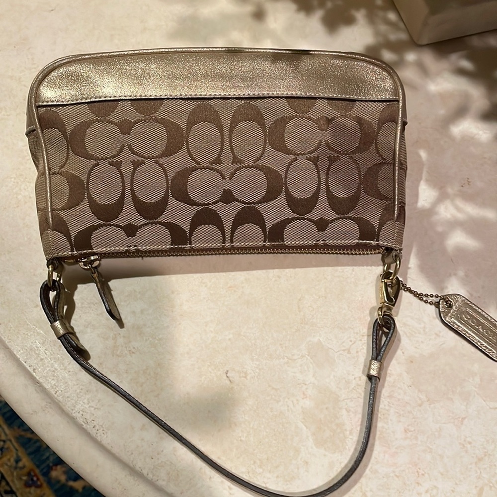 canvas and smooth leather purse